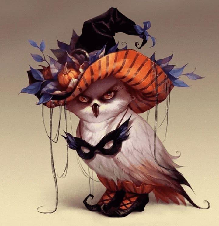 Diamantmalerei Wütende Eule mit Halloween - SEOS Shop ®