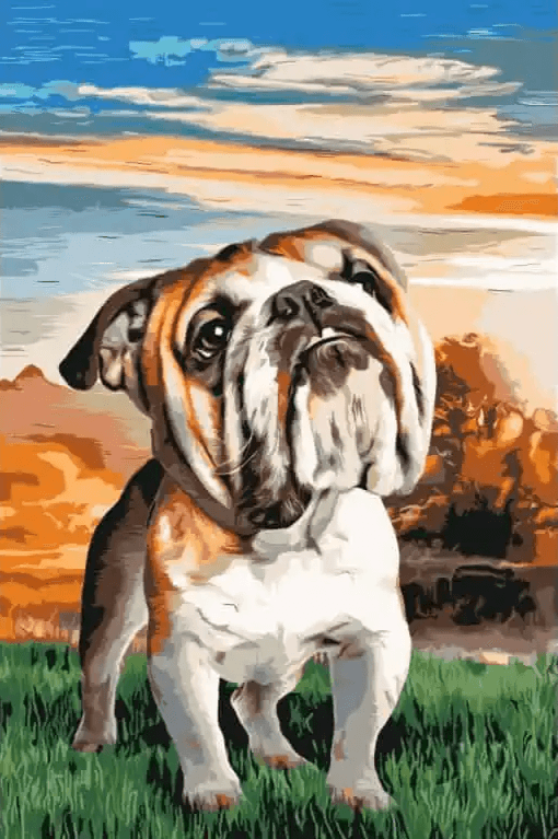 Diamond Painting - Englische Bulldogge im Garten - SEOS®