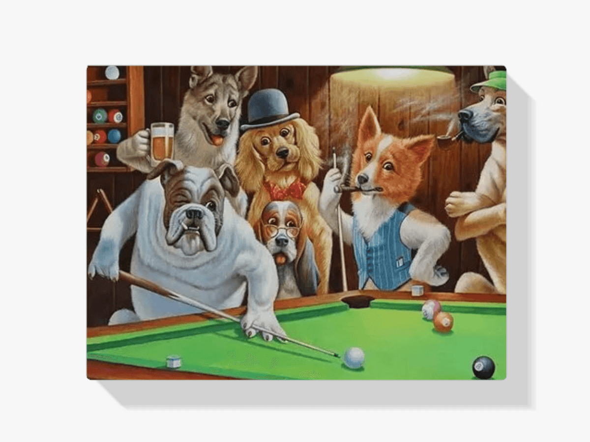 Diamond Painting Hunde spielen Billard - SEOS Shop ®