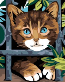 Diamantmalerei – Katze hinter dem Zaun – SEOS®