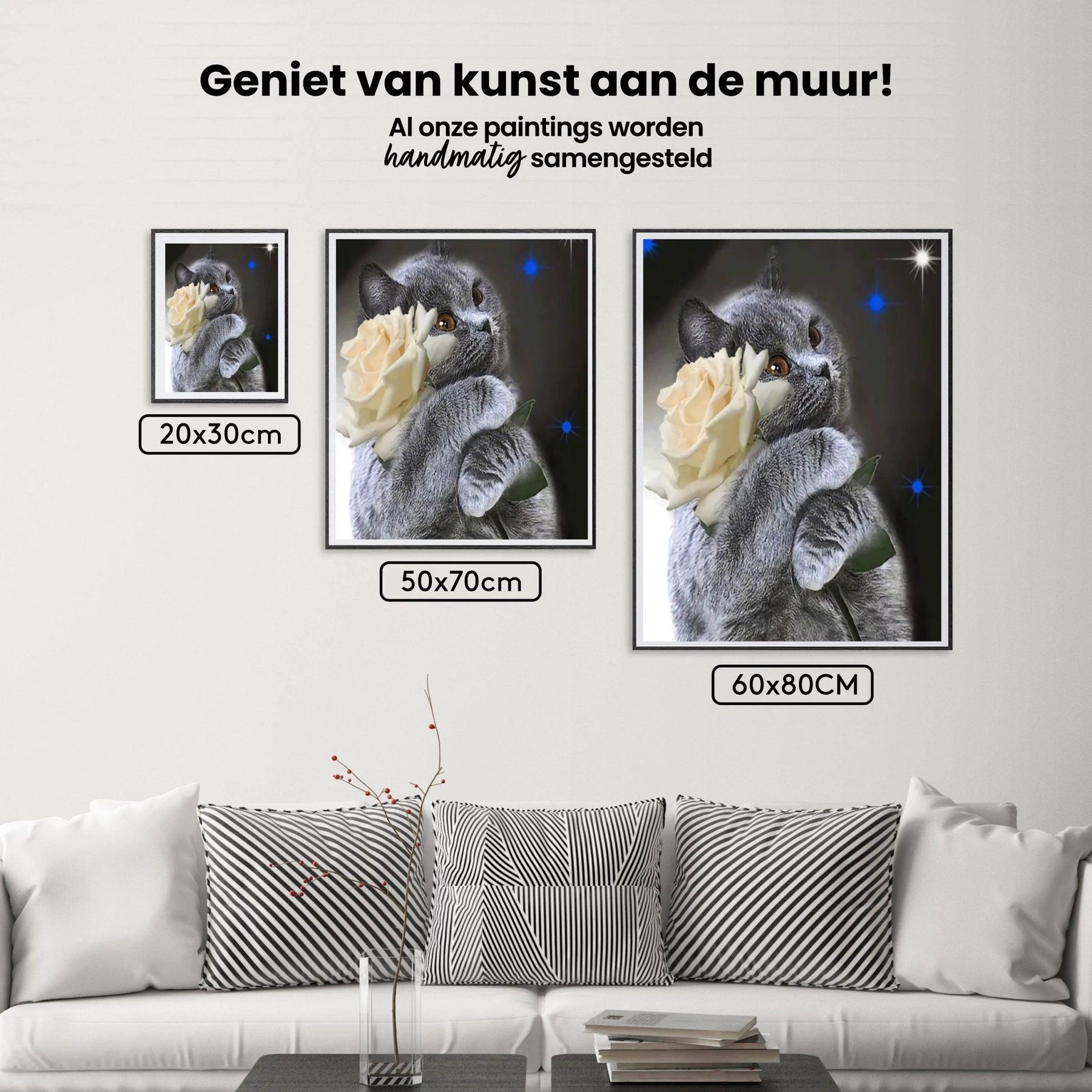 Diamond Painting Katze mit weißer Rose - SEOS Shop ®