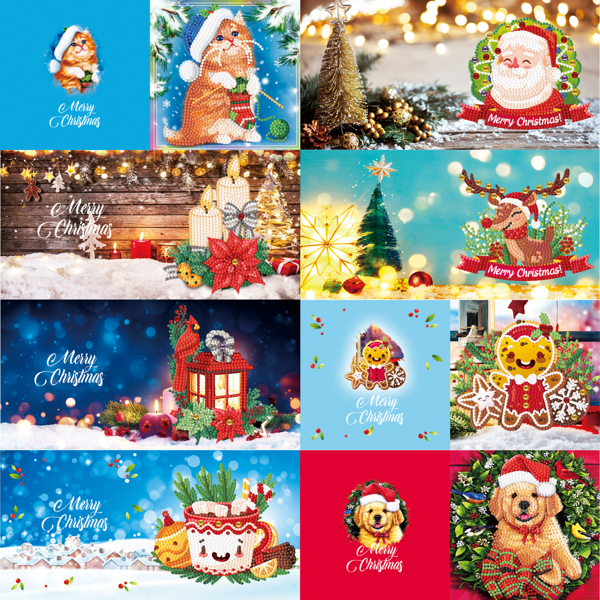 Diamond Painting Weihnachtskarten - 12er-Set - inklusive Umschläge