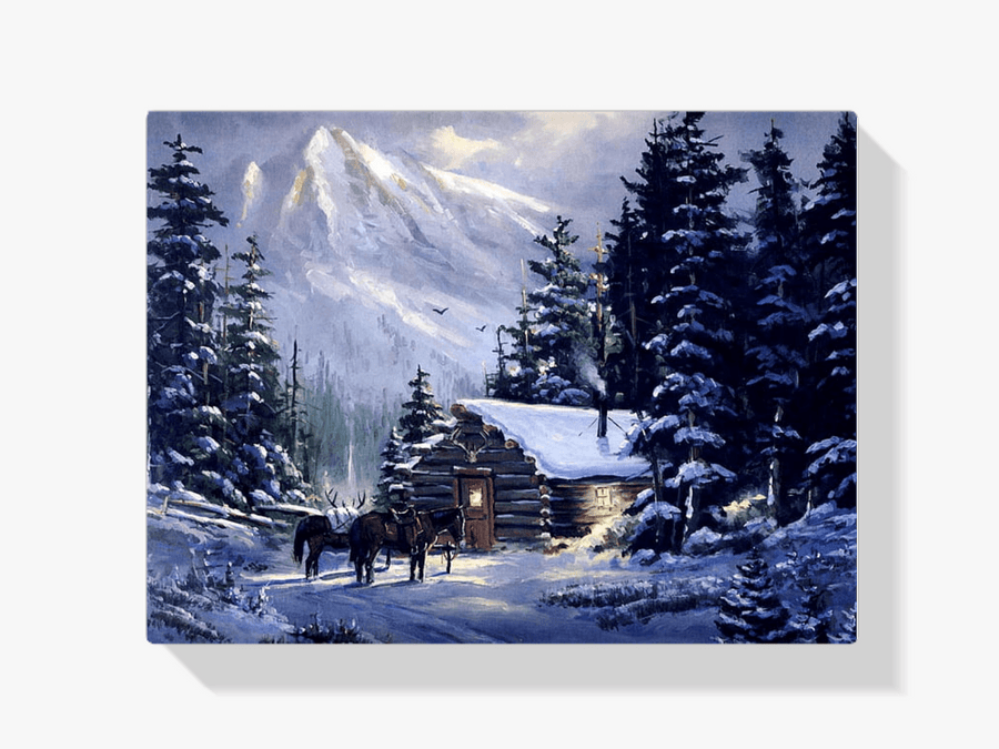 Diamantmalerei Pferde in einer Hütte - SEOS Shop ®