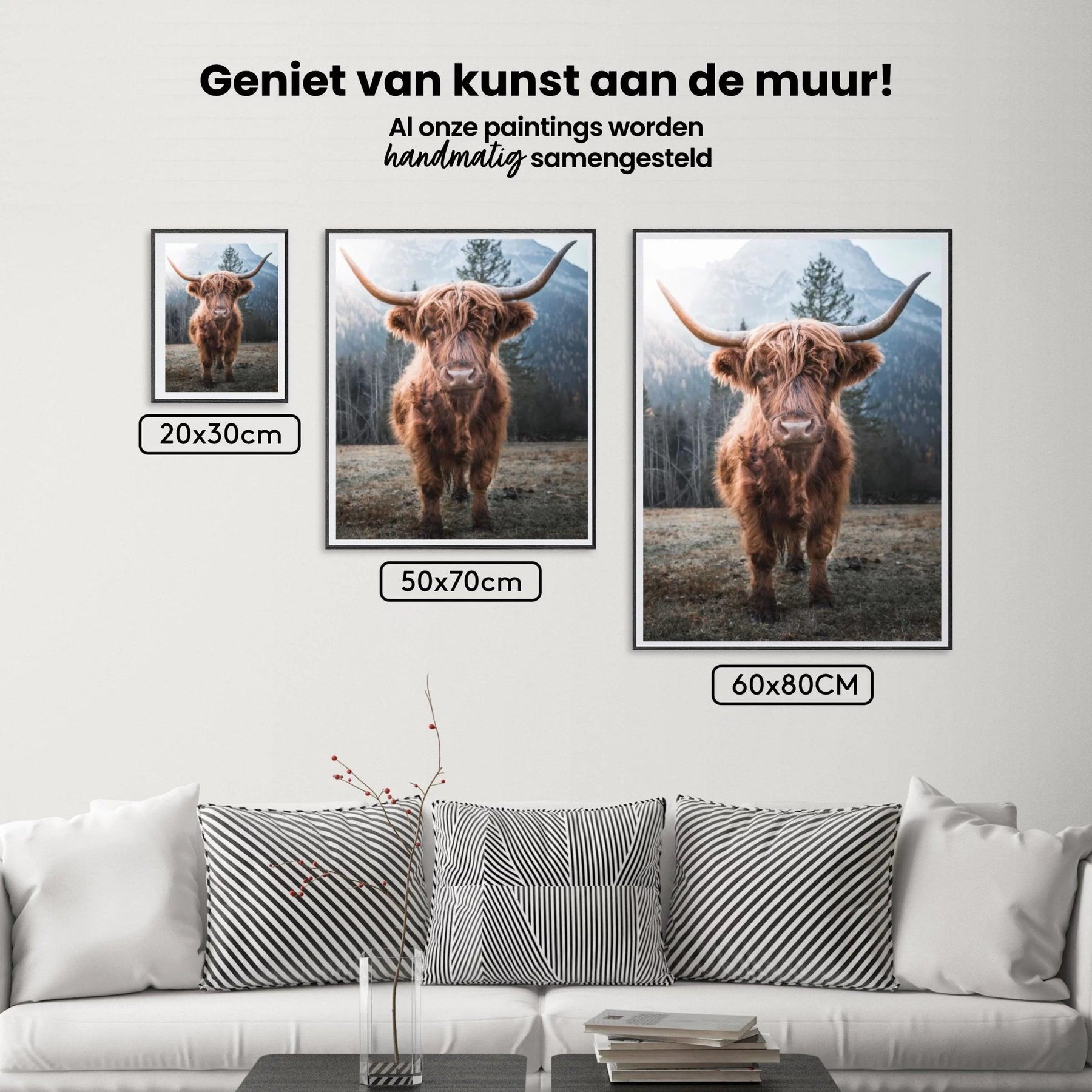 Diamond Painting Scottish Highlander - Scottish Highlander auf einer gefrorenen Wiese in den italienischen Bergen - SEOS Shop ®