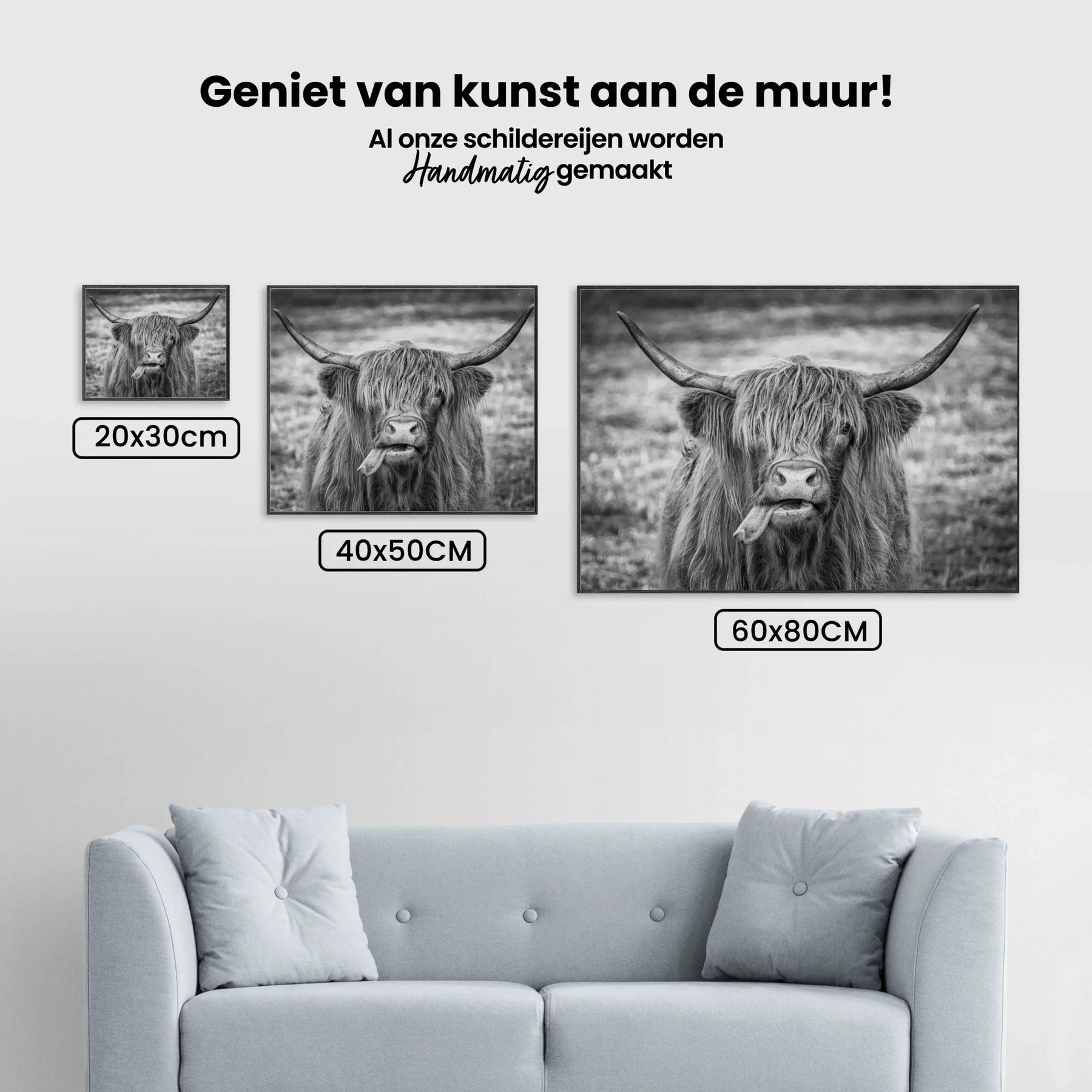 Diamond Painting Scottish Highlander - Schwarz-Weiß-Bild eines Scottish Highlander - SEOS Shop ®