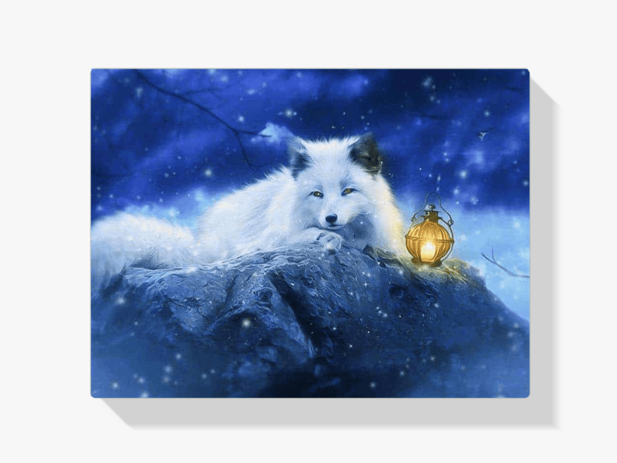 Diamantmalerei Weißer Fuchs mit Lampe – SEOS Shop ®