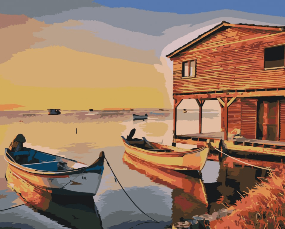 Diamond Painting - Boote und Holzhütte - SEOS Shop ®
