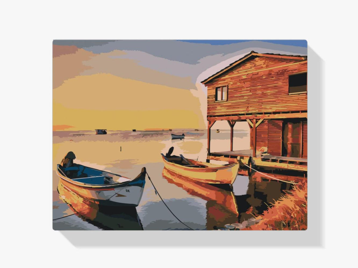 Diamond Painting - Boote und Holzhütte - SEOS Shop ®