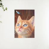 Diamantmalerei – Braune Katze mit blauem Schmetterling – SEOS®