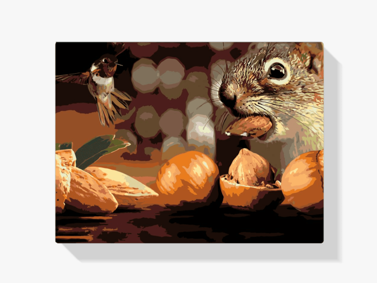 Diamantmalerei – Eichhörnchen und Vogel – SEOS®