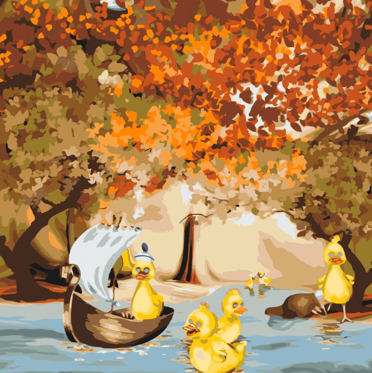 Diamantmalerei – Enten auf einer Reise – SEOS®