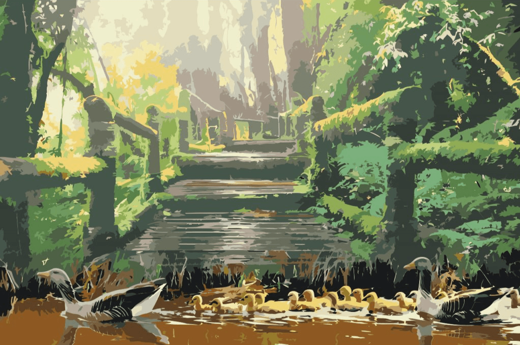 Diamond Painting - Entenfamilie im Park - SEOS®