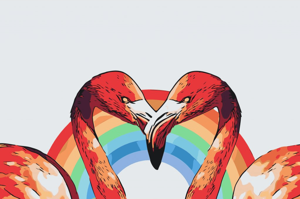 Diamond Painting – Herzförmige Flamingos – SEOS®