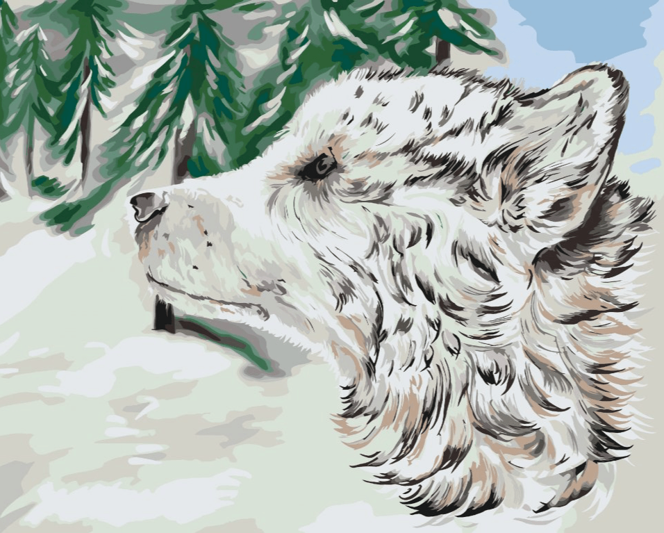 Diamantmalerei - Hund im Schnee - SEOS®