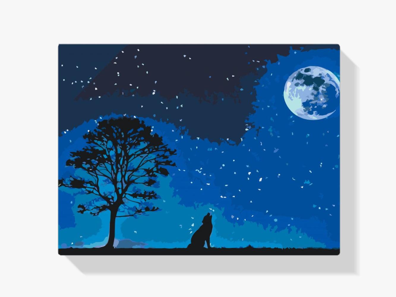 Diamantmalerei – Heulender Hund bei Vollmond – SEOS®