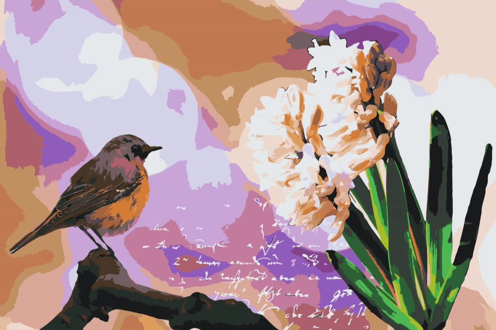 Diamantmalerei – Hyazinthe und Vogel – SEOS®