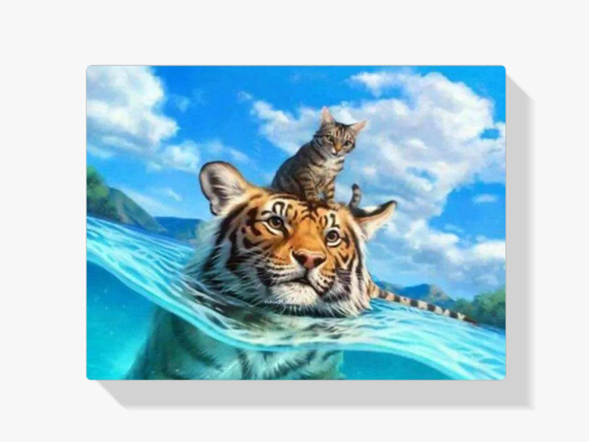 Diamantmalerei – Katze und Tiger im Meer – SEOS®