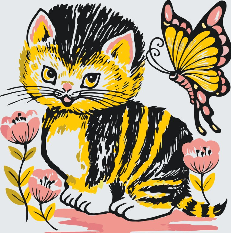 Diamond Painting - Katze mit Schmetterling - SEOS®