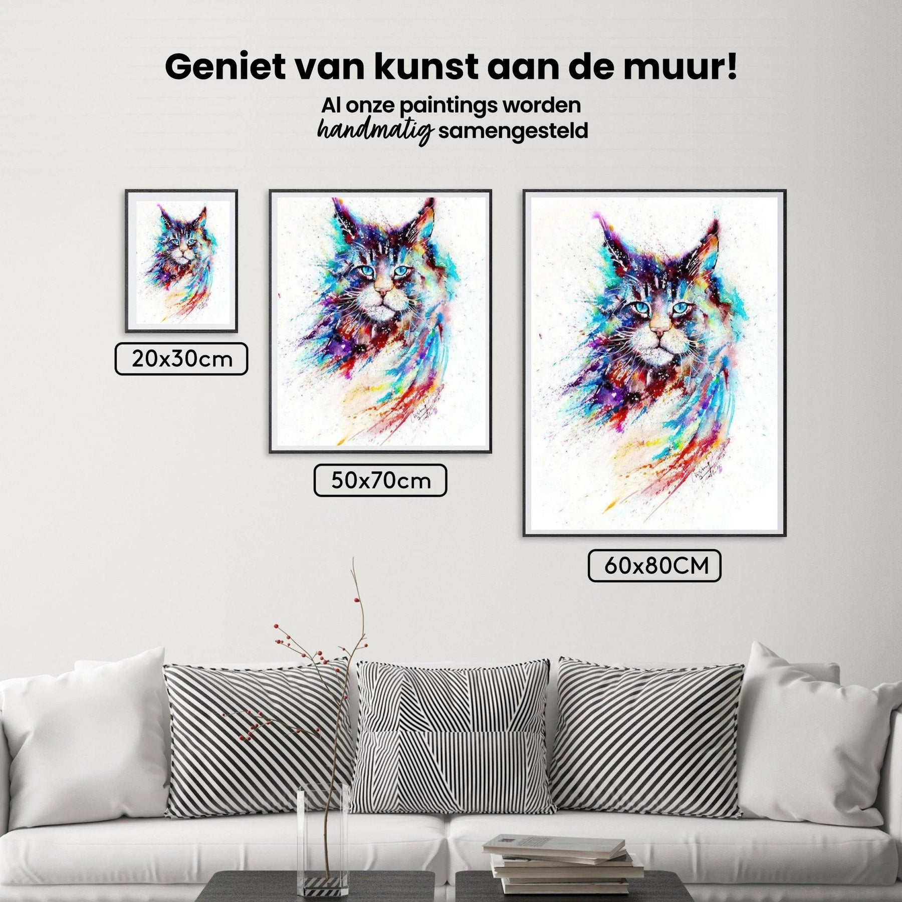 Diamantmalerei – Bunte Aquarellkatze – SEOS®