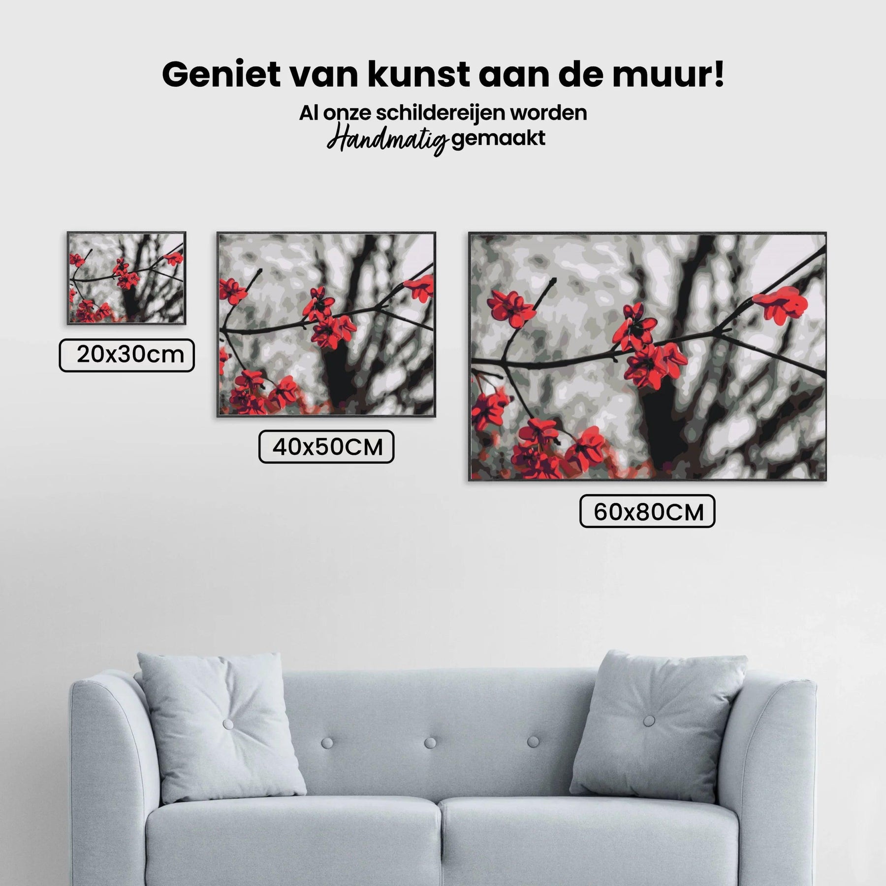 Diamantmalerei - Rote Blumen auf dem Baum - SEOS Shop ®