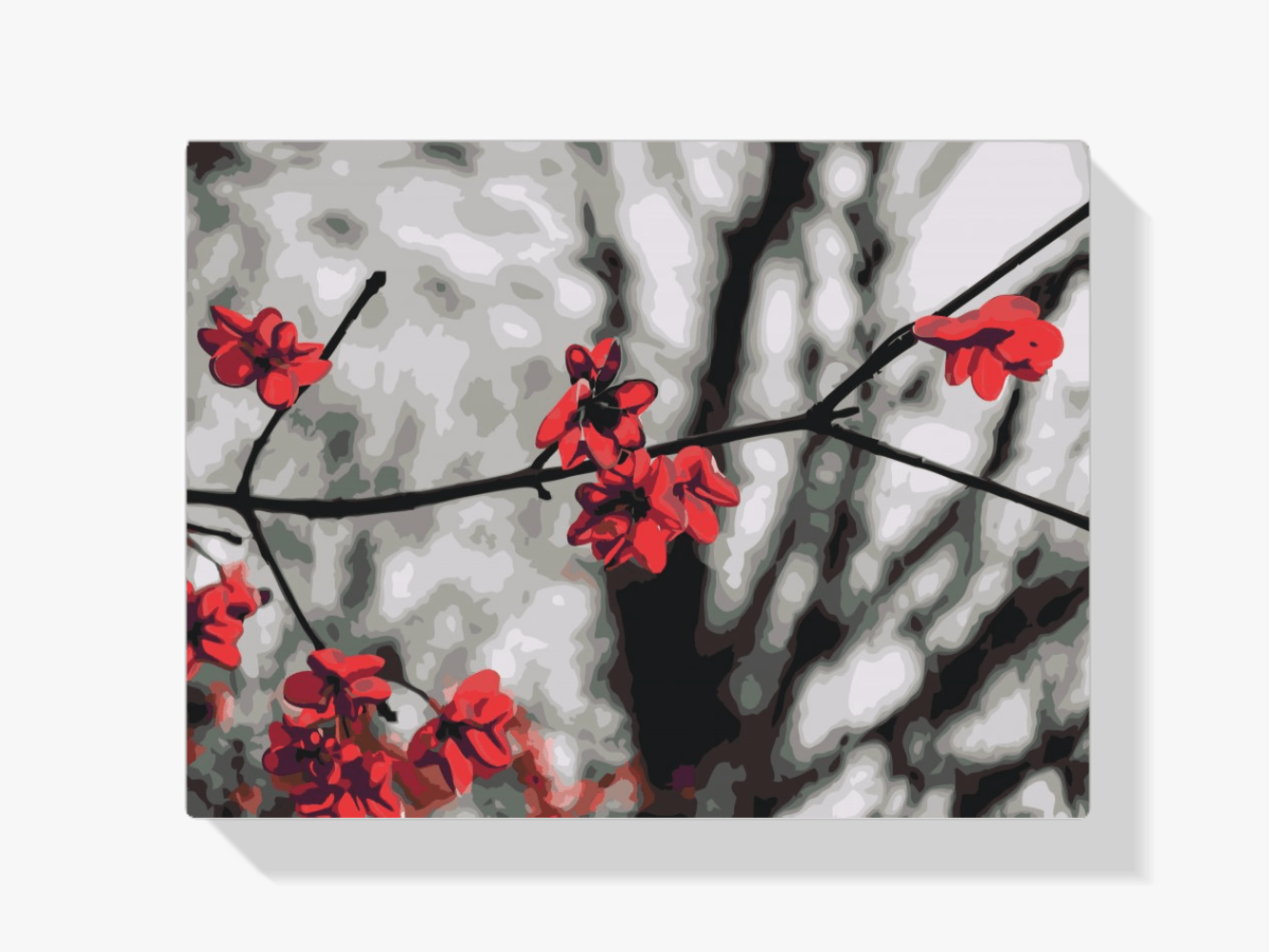 Diamantmalerei - Rote Blumen auf dem Baum - SEOS Shop ®