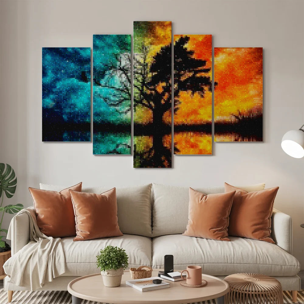 Diamond Painting Baum mit farbigem Himmel 5-teilig - SEOS Shop ®