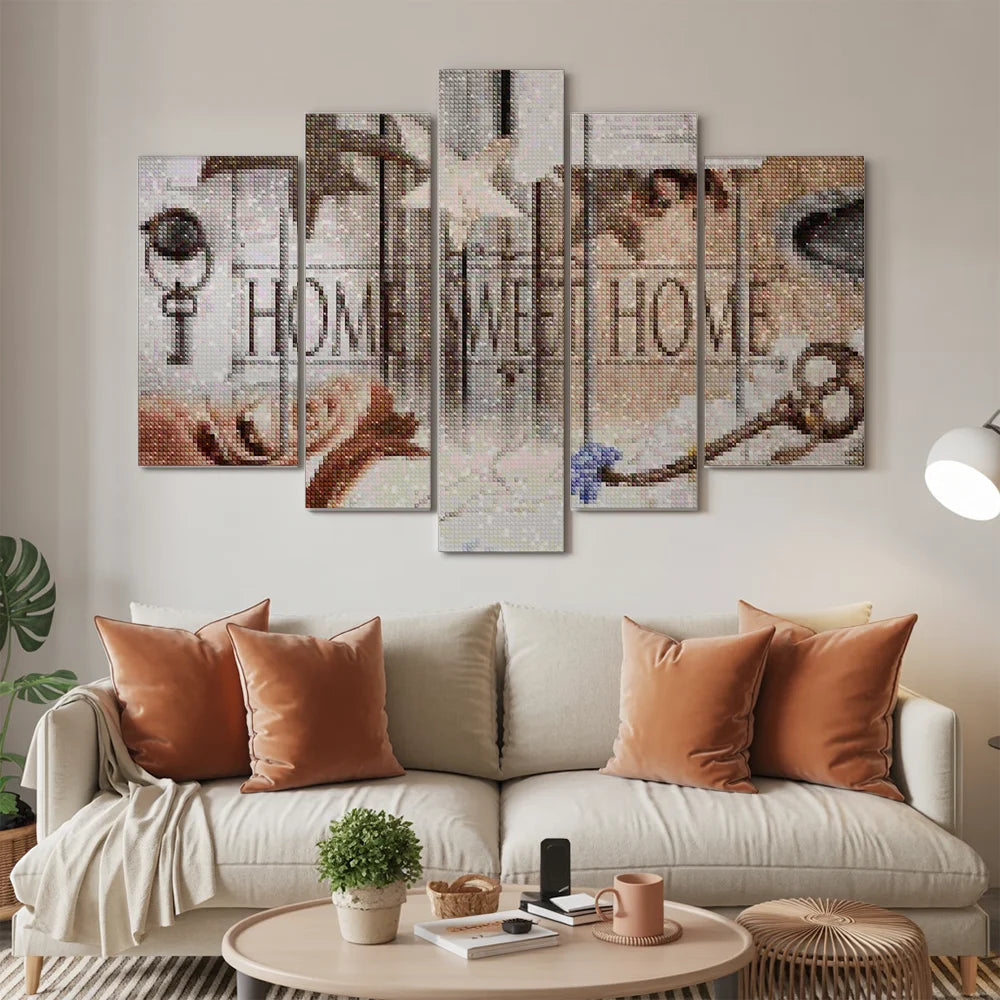 Diamond Painting Set Home Sweet Home Holzoptik 5-teilig - SEOS Shop®