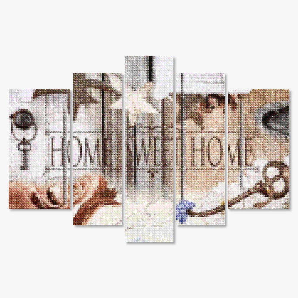 Diamond Painting Set Home Sweet Home Holzoptik 5-teilig - SEOS Shop®