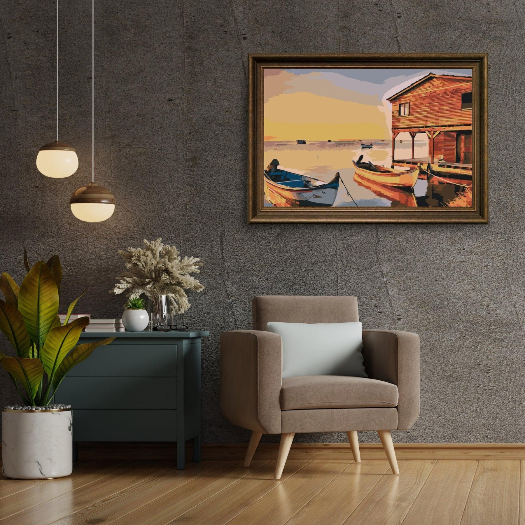 Diamond Painting - Boote und Holzhütte - SEOS Shop ®