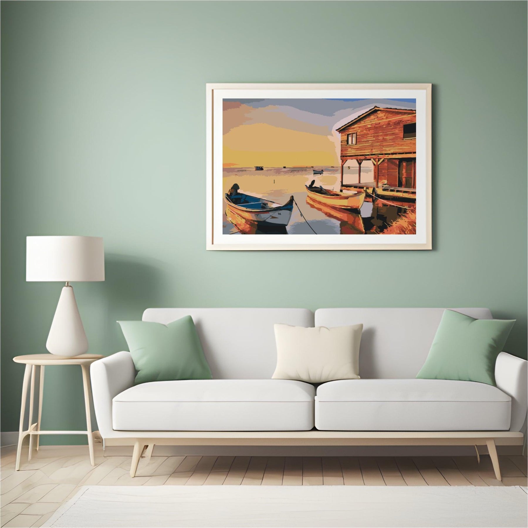 Diamond Painting - Boote und Holzhütte - SEOS Shop ®