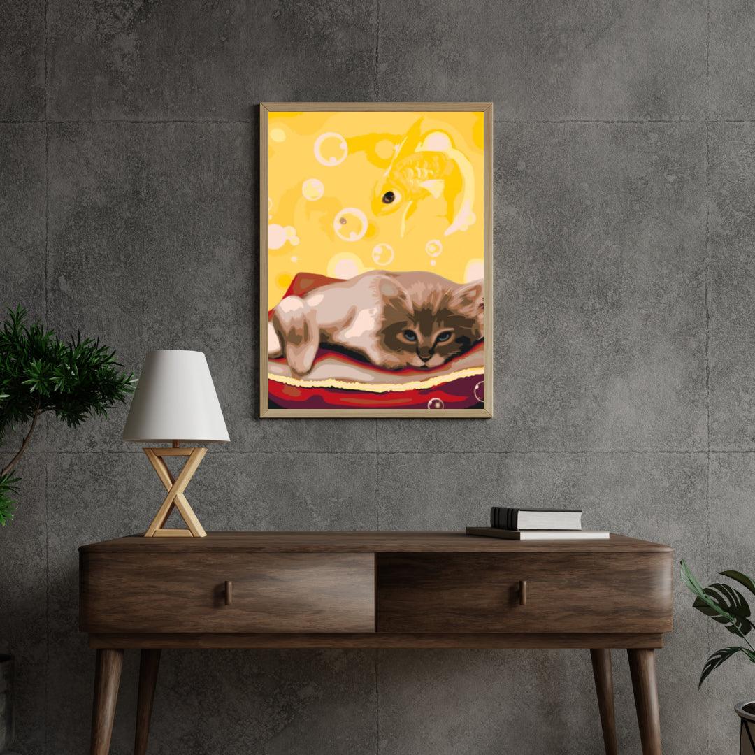 Diamond Painting – Eine Katze träumt von einem Fisch – SEOS®
