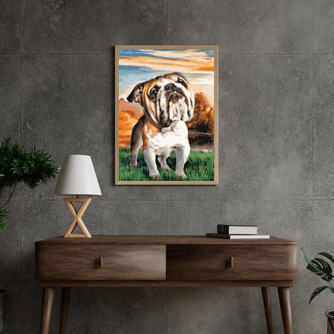 Diamond Painting - Englische Bulldogge im Garten - SEOS®