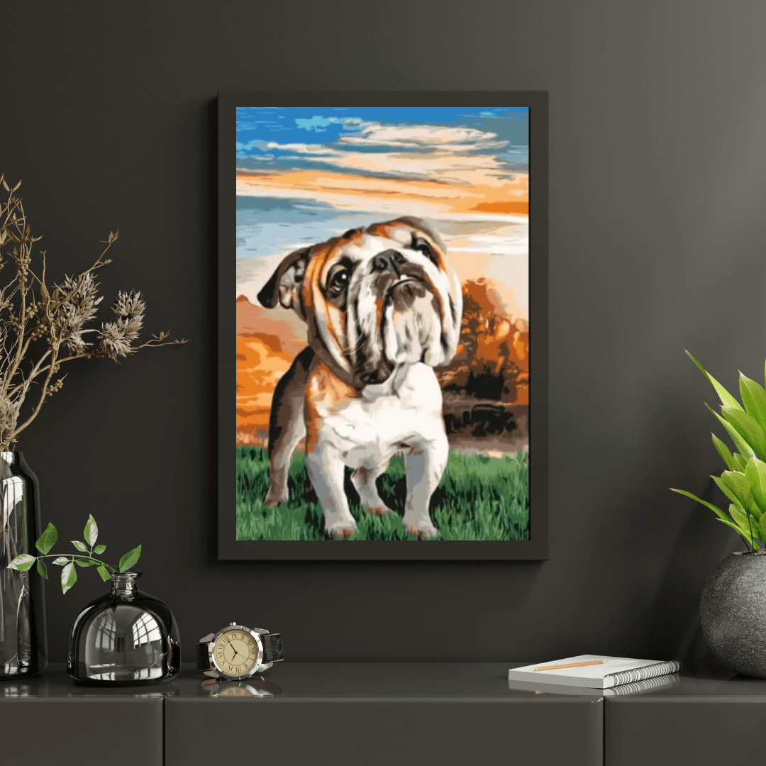Diamond Painting - Englische Bulldogge im Garten - SEOS®