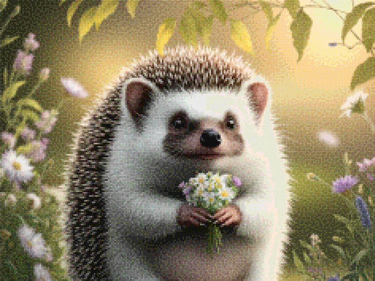 Diamantmalerei – Skurriler Igel mit floralen Akzenten