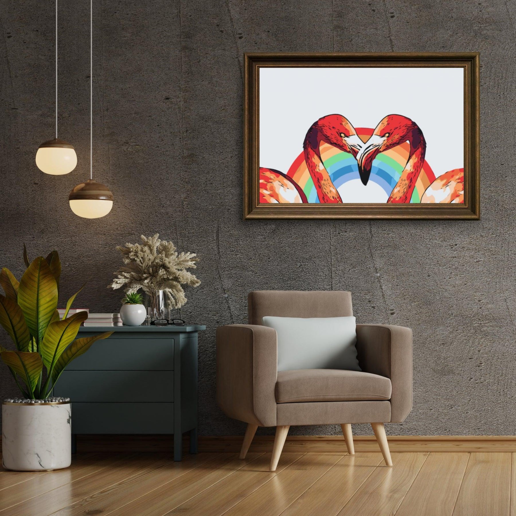 Diamond Painting – Herzförmige Flamingos – SEOS®