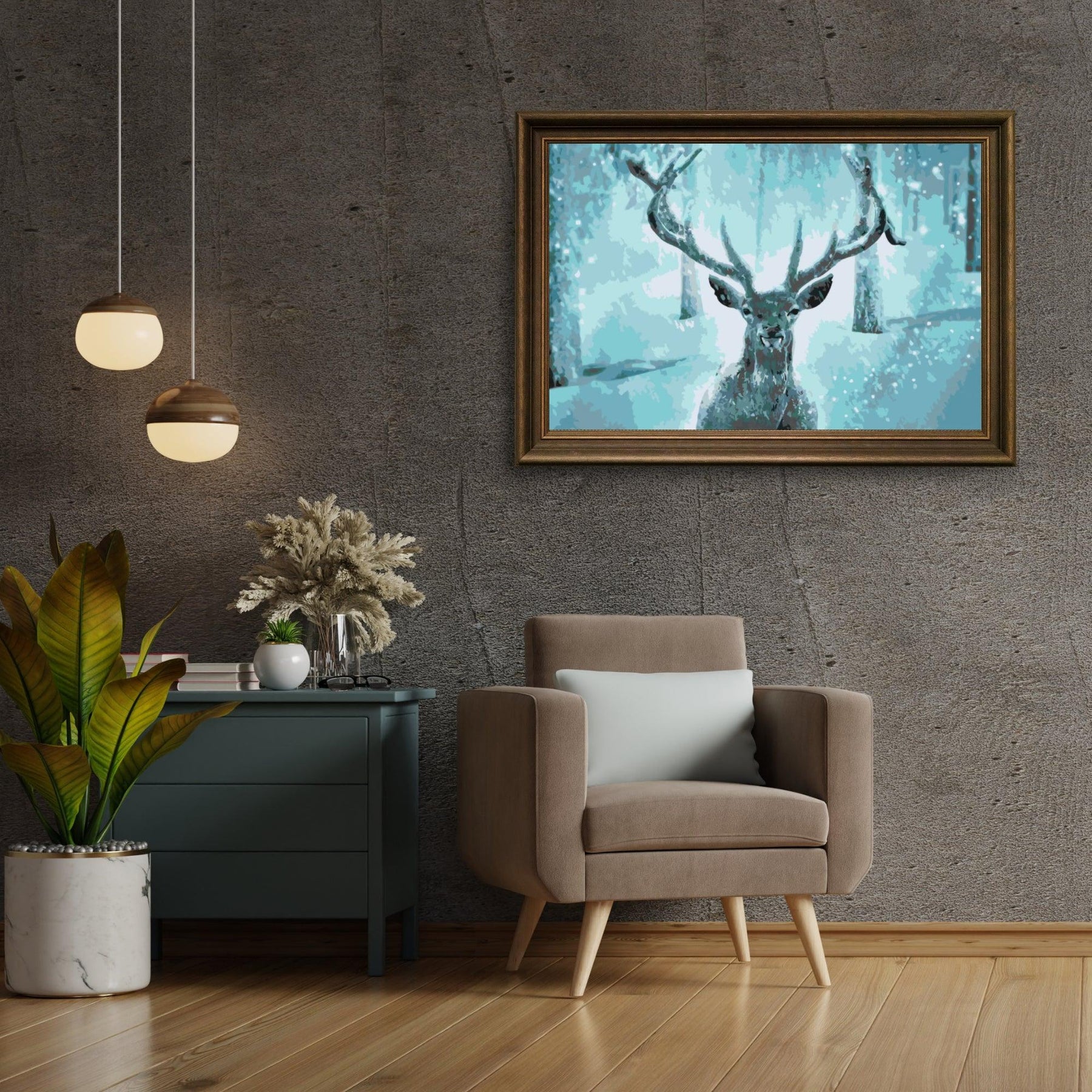 Diamantmalerei – Das verschneite Rentier – SEOS®