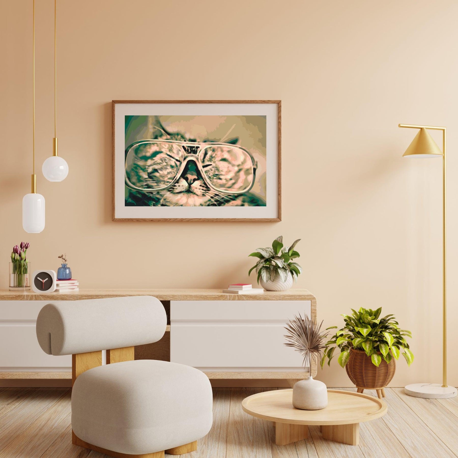 Diamantmalerei - Katze mit Brille - SEOS®