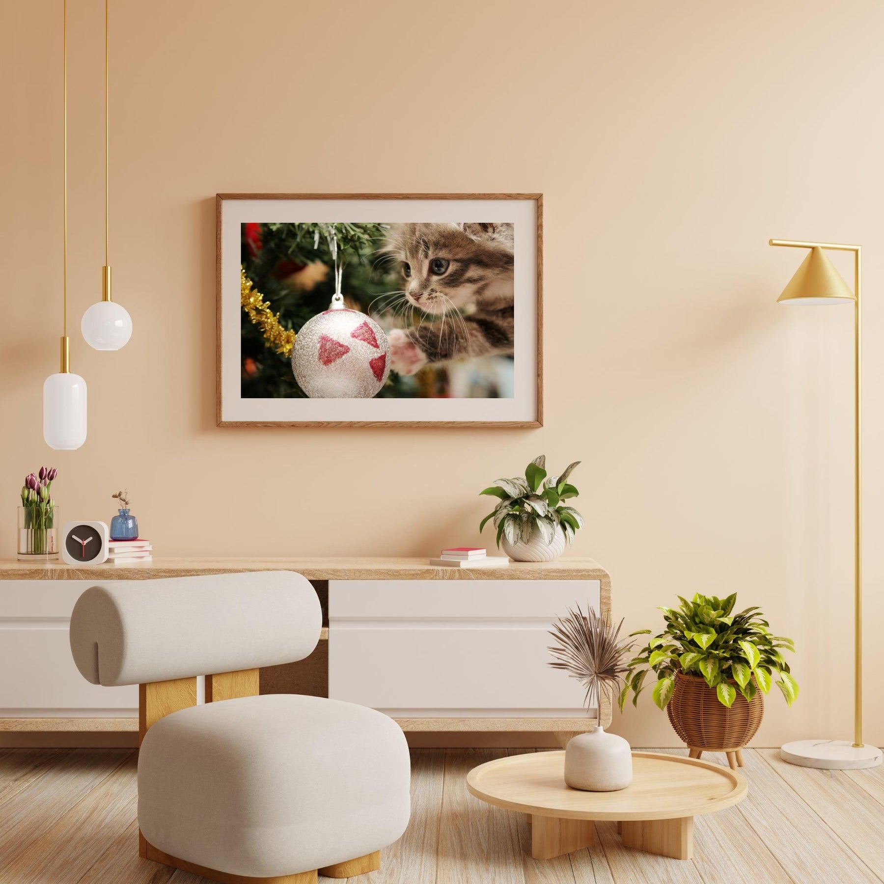 Diamond Painting - Katze mit Weihnachtskugel - SEOS®