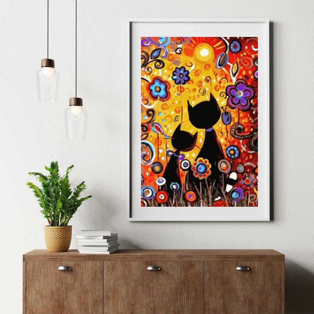 Diamond Painting - Kätzchen mit Blumen - SEOS®