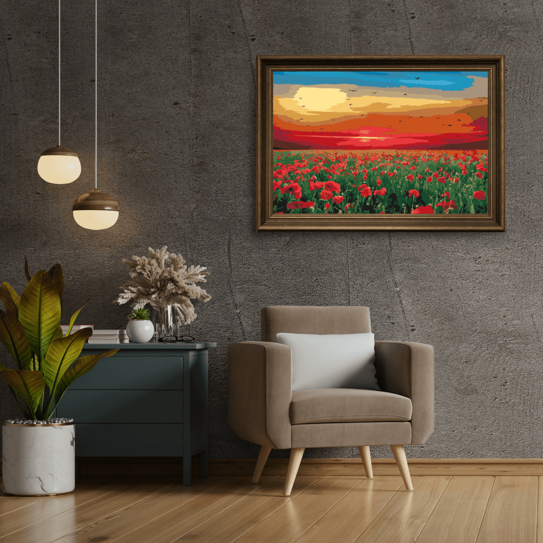 Diamantmalerei - Mohnfeld bei Sonnenuntergang - SEOS Shop ®