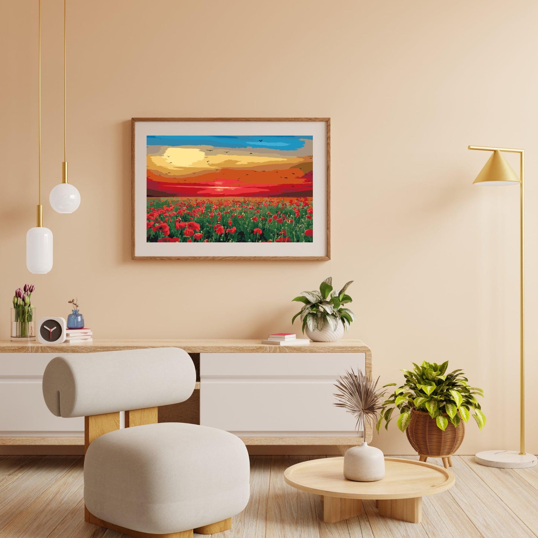 Diamantmalerei - Mohnfeld bei Sonnenuntergang - SEOS Shop ®
