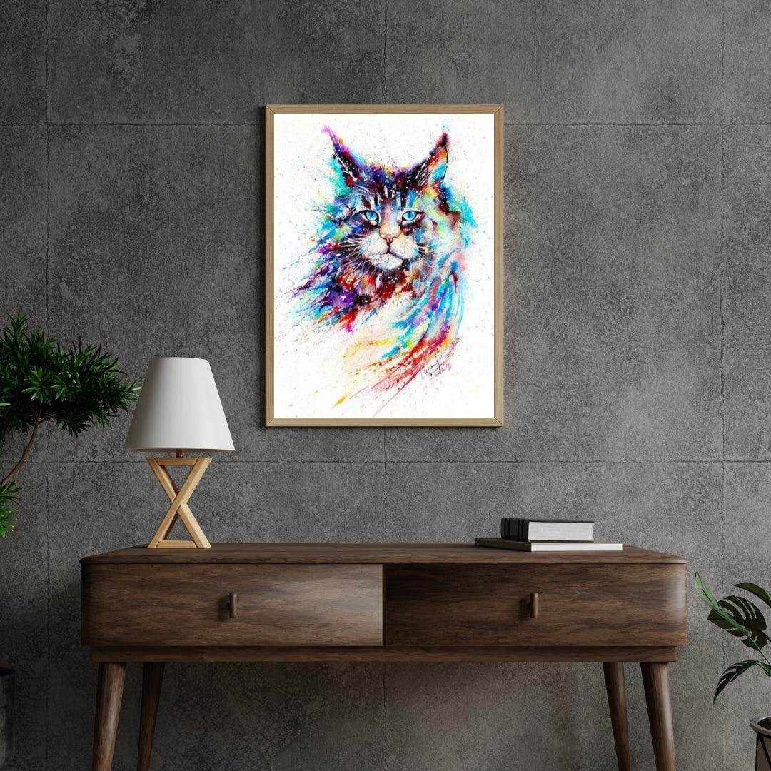 Diamantmalerei – Bunte Aquarellkatze – SEOS®
