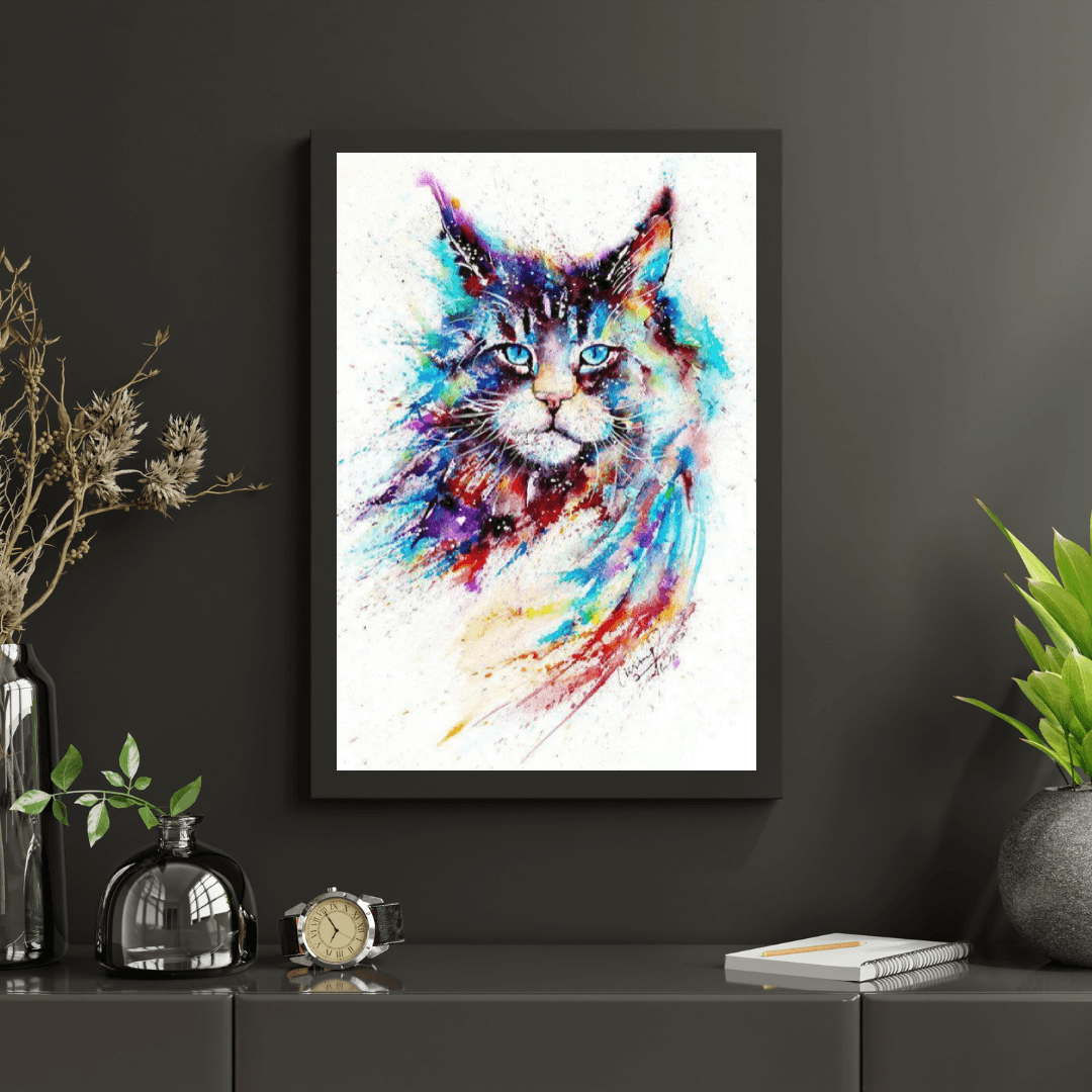 Diamantmalerei – Bunte Aquarellkatze – SEOS®