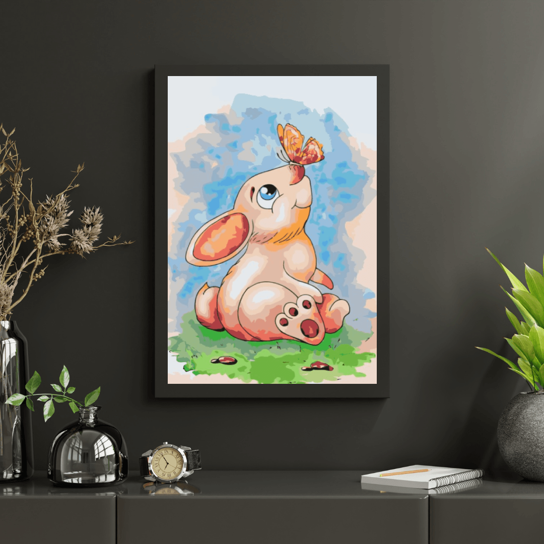Diamond Painting - Kaninchen mit Schmetterling auf der Nase - SEOS®