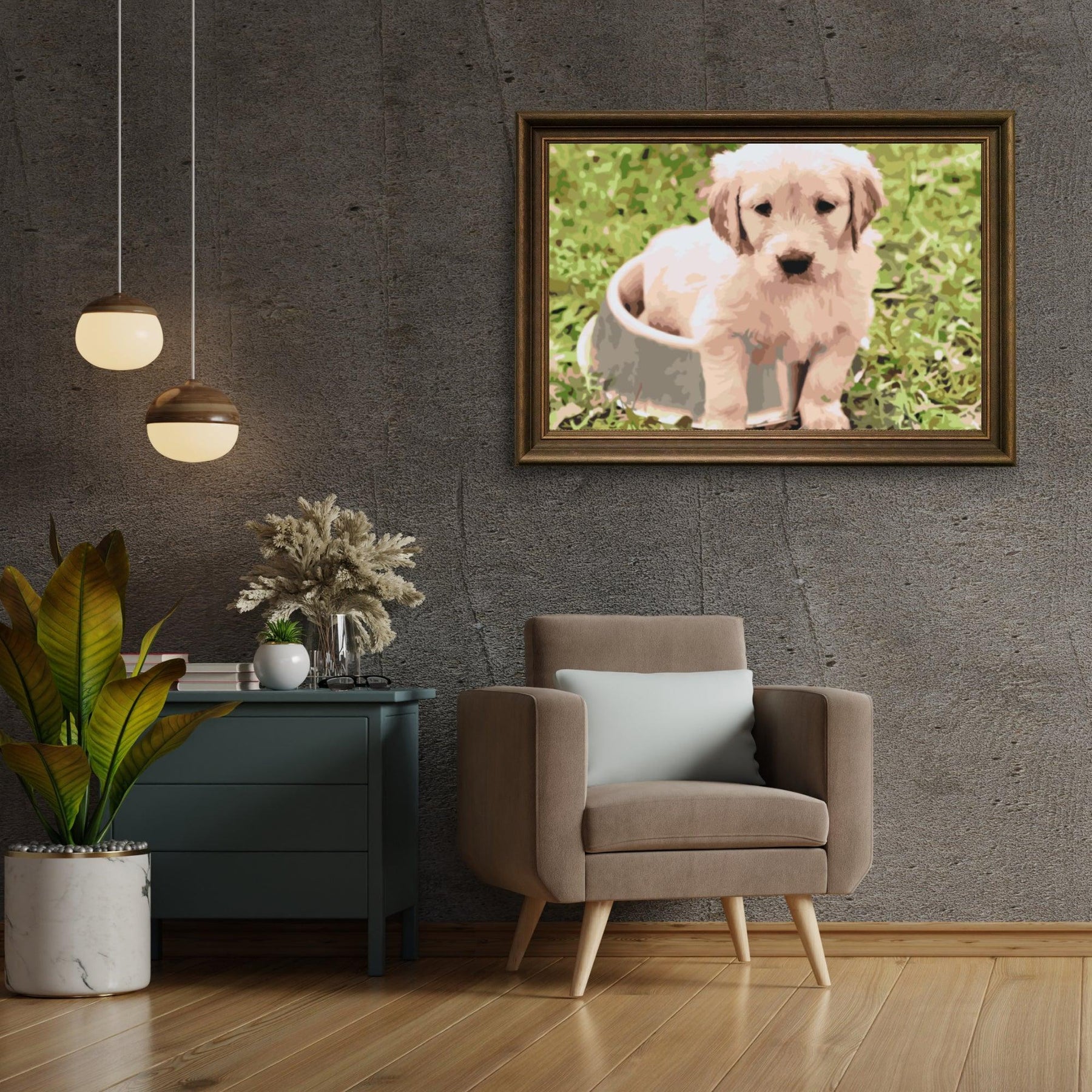 Diamantmalerei – Labrador in einer Schüssel – SEOS®