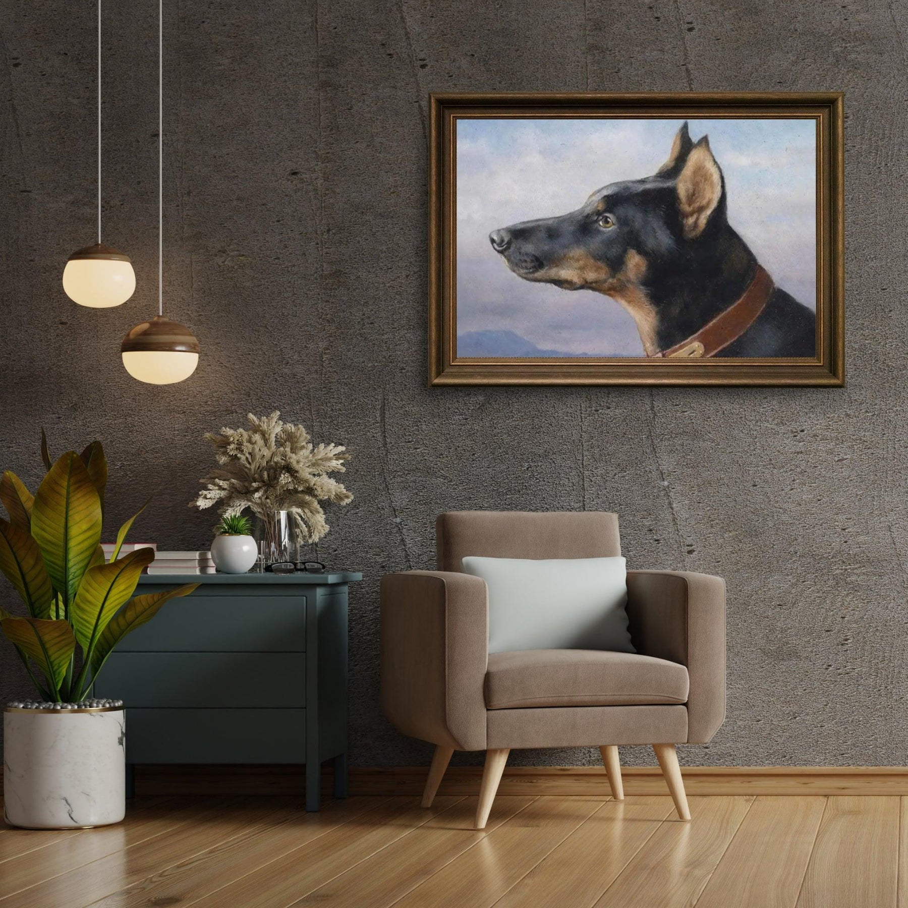 Diamantmalerei - Porträt eines Dobermanns