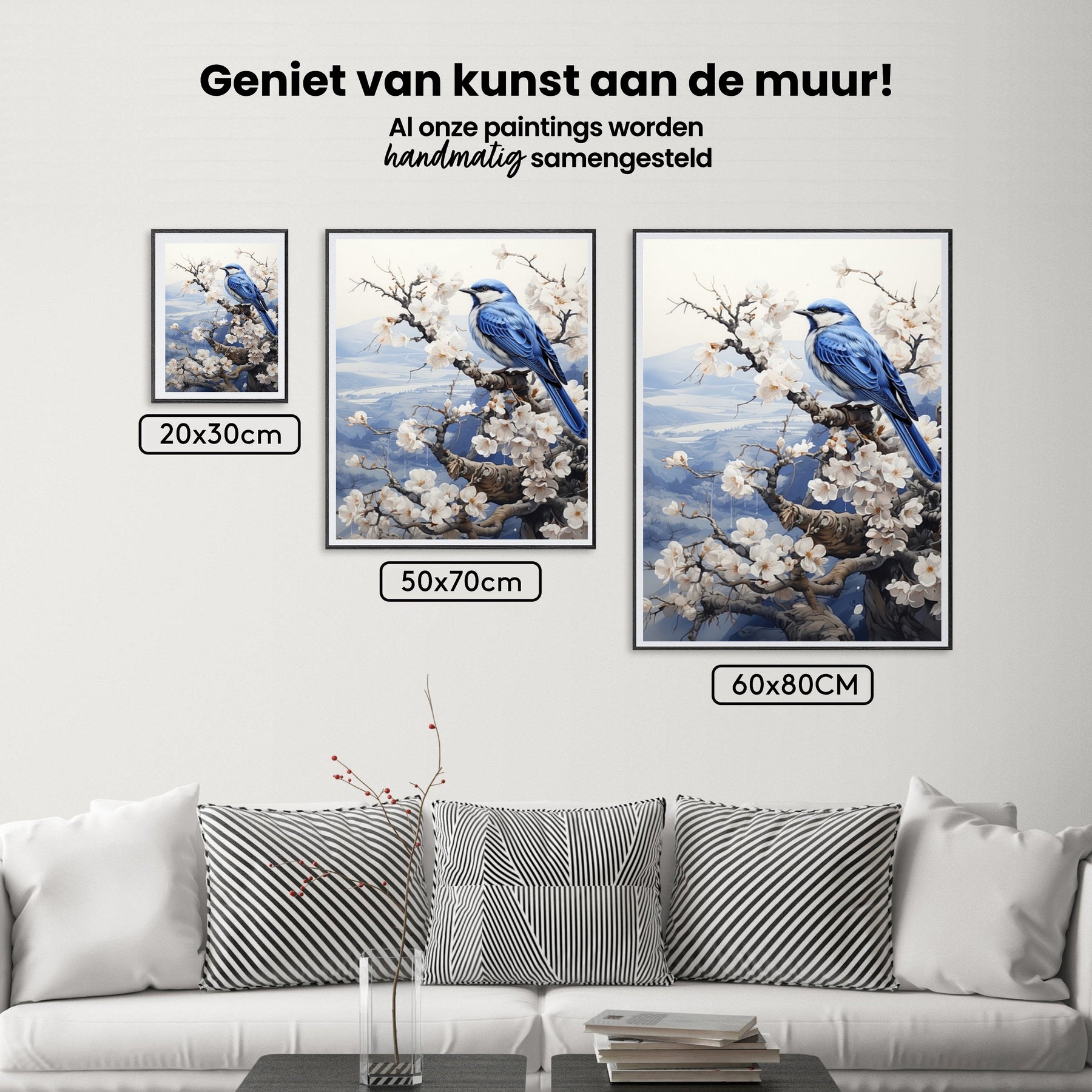 Diamantmalerei – Vogel in Delfter Blau in einer Winterlandschaft