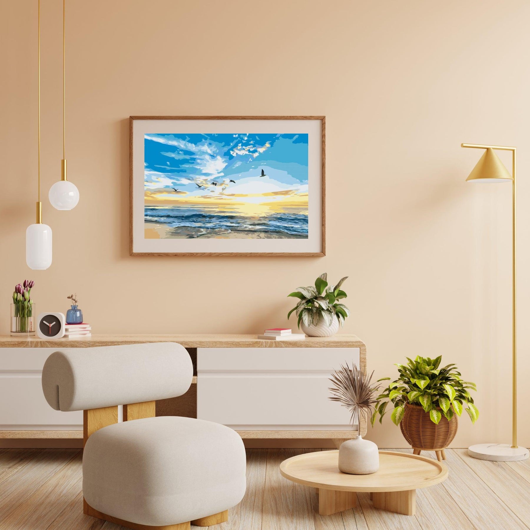 Diamantmalerei - Vögel fliegen über das Meer - SEOS Shop ®
