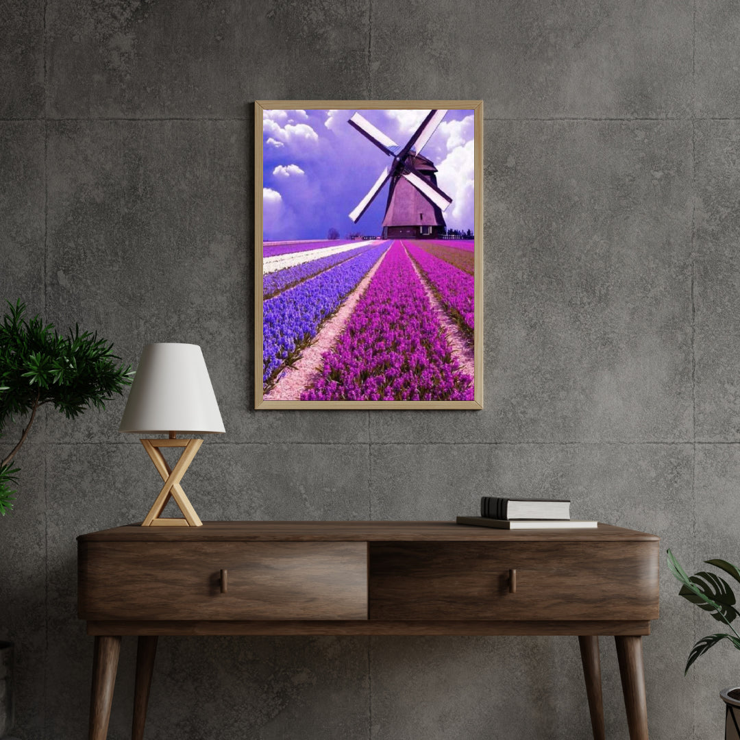 Diamantmalerei Lila Tulpen mit Windmühle - SEOS Shop ®