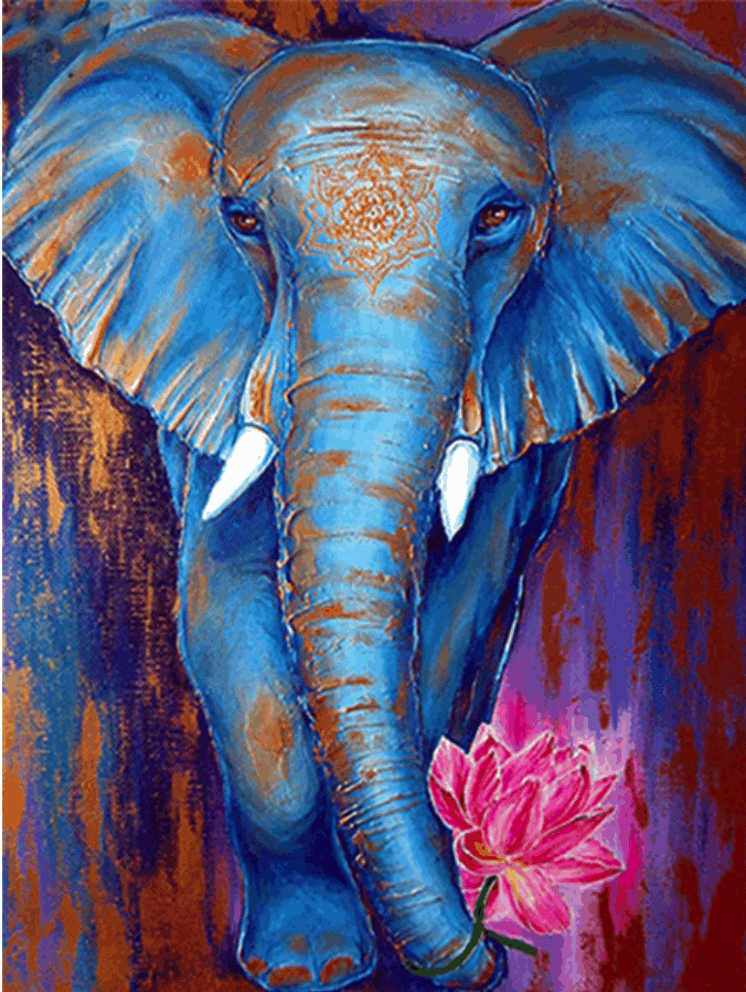 Diamantmalerei Elefant mit rosa Lotus - SEOS Shop ®